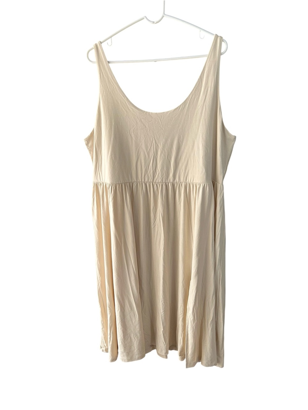 NWT A New Day Cream Ballet Style Midi Dress Side Pockets Front Slit Plus Sz 2X